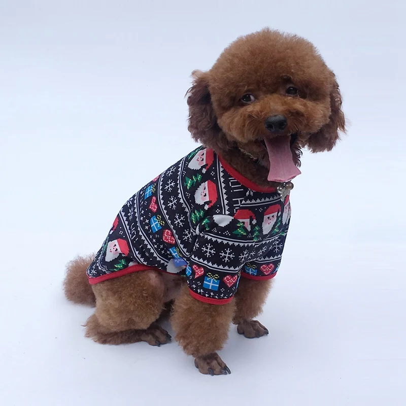 

Christmas Series New Dog Clothes Christmas Tree Print Teddy Bichon Hiromi Cat Small Pet Cotton Clothes Christmas Gifts for Pets