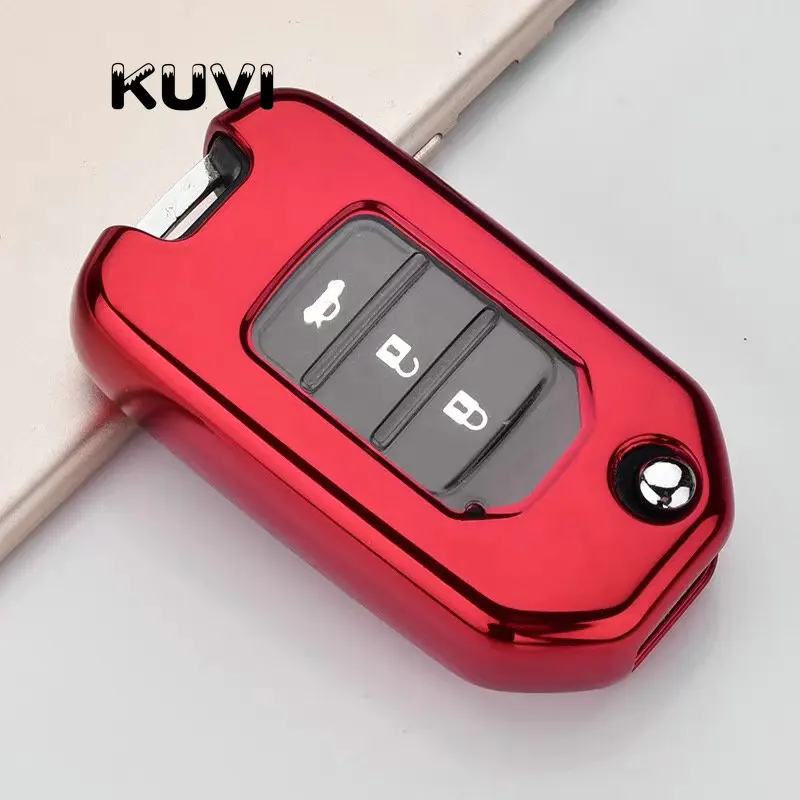 red ТПУ чехол для ключей защитный чехол для Honda Civic CR-V HR-V Accord jade Crider Odyssey- дистанционная защита - Название цвета: red