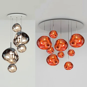 

Nordic Glass Design Pendant Lights Coffee bar Glass lava Lamp Kitchen Villa Duplex luminaria Apartment silve/gold/red hanglamp