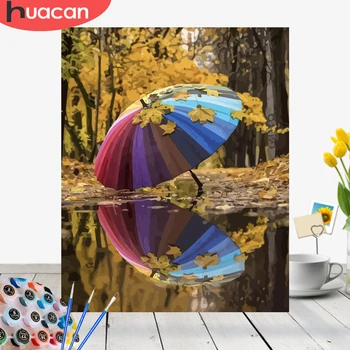 

HUACAN Paint By Numbers Fall Scenery Drawing On Canvas HandPainted Art Gift DIY Umbrella Picture Kits Home Decor