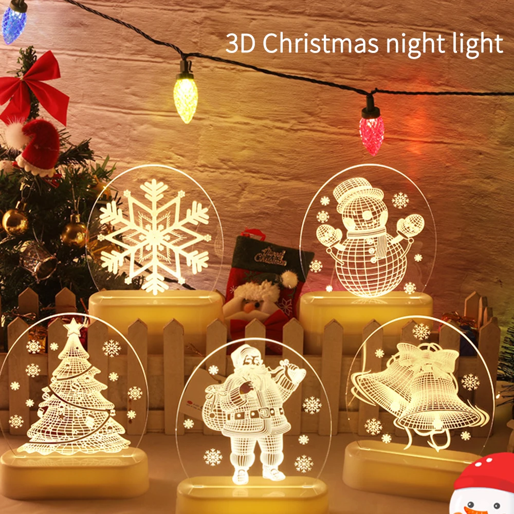 

3D Ins Night Light Room Decoration Star Lights Christmas Decoration Christmas Led Santa Claus String Lights For Home Fairy Light