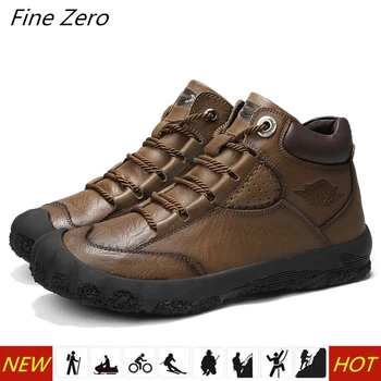 

Men High Top Genuine Leather Hiking Shoes Durable Waterproof Anti-Slip Outdoor Climbing Trekking Shoes Military Tactical Boots