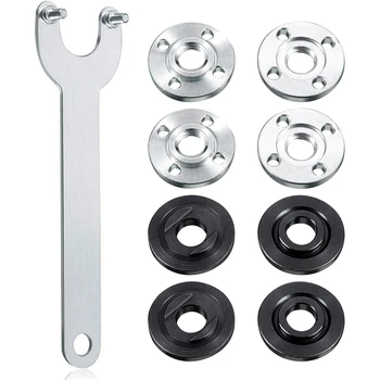 

Wrench Kit Flange Lock Nut Angle Grinder Spanner Wrench Metal Silver Black Nuts Tool Set for Replacing Discs