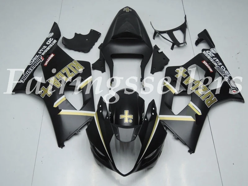 Литье под давлением ABS мотоцикл обтекатели комплект подходит для Suzuki GSX-R1000 2003 2004 gsxr1000 03 04 Обтекатели Серебряный серый черный - Цвет: Matte Black