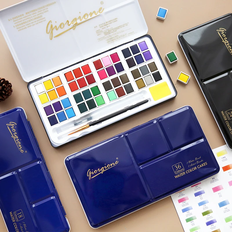 Kaufen Solide aquarell malen set anfänger aquarell malen set kinder pulver kuchen malerei mädchen hand bemalt kunst liefert