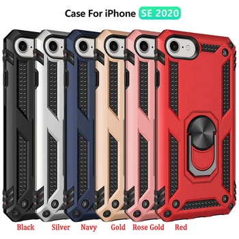 

100pcs/lotFor iPhone SE 2020 SE2 Ring Buckle Stand Hybrid Military Shockproof Hard Case For iPhone SE 2020 SE2