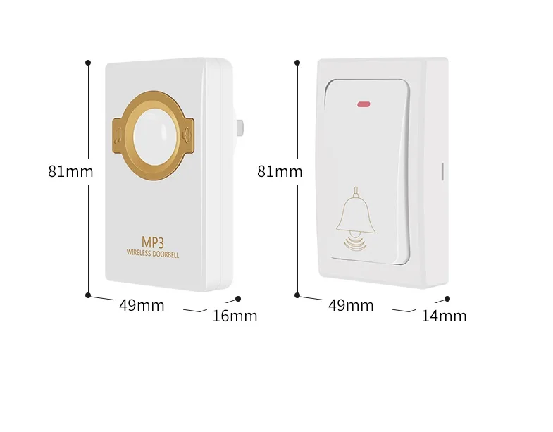 IP47 Водонепроницаемый Новый беспроводной дверной звонок автономный пульт дистанционного управления и приемник MP3 цифровой длинный