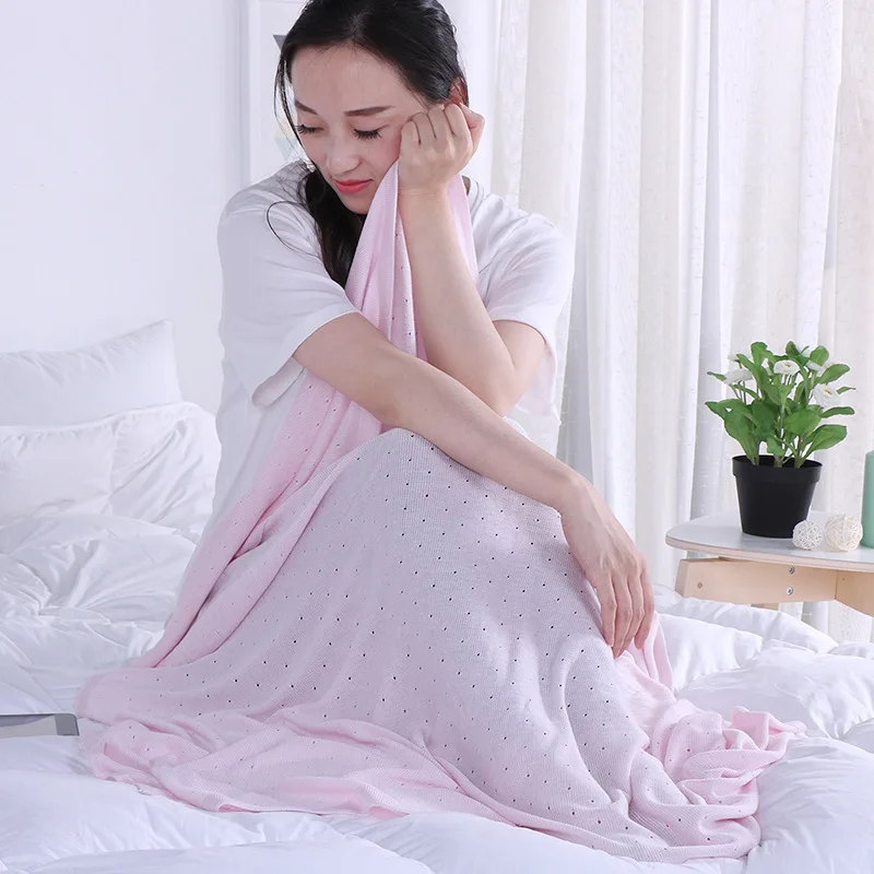 Pink D Детское одеяло из бамбукового волокна, детское трикотажное одеяло для дивана, детское летнее стеганое одеяло для коляски, чехол для сна, воздухопроницаемое одеяло - Цвет: Pink D