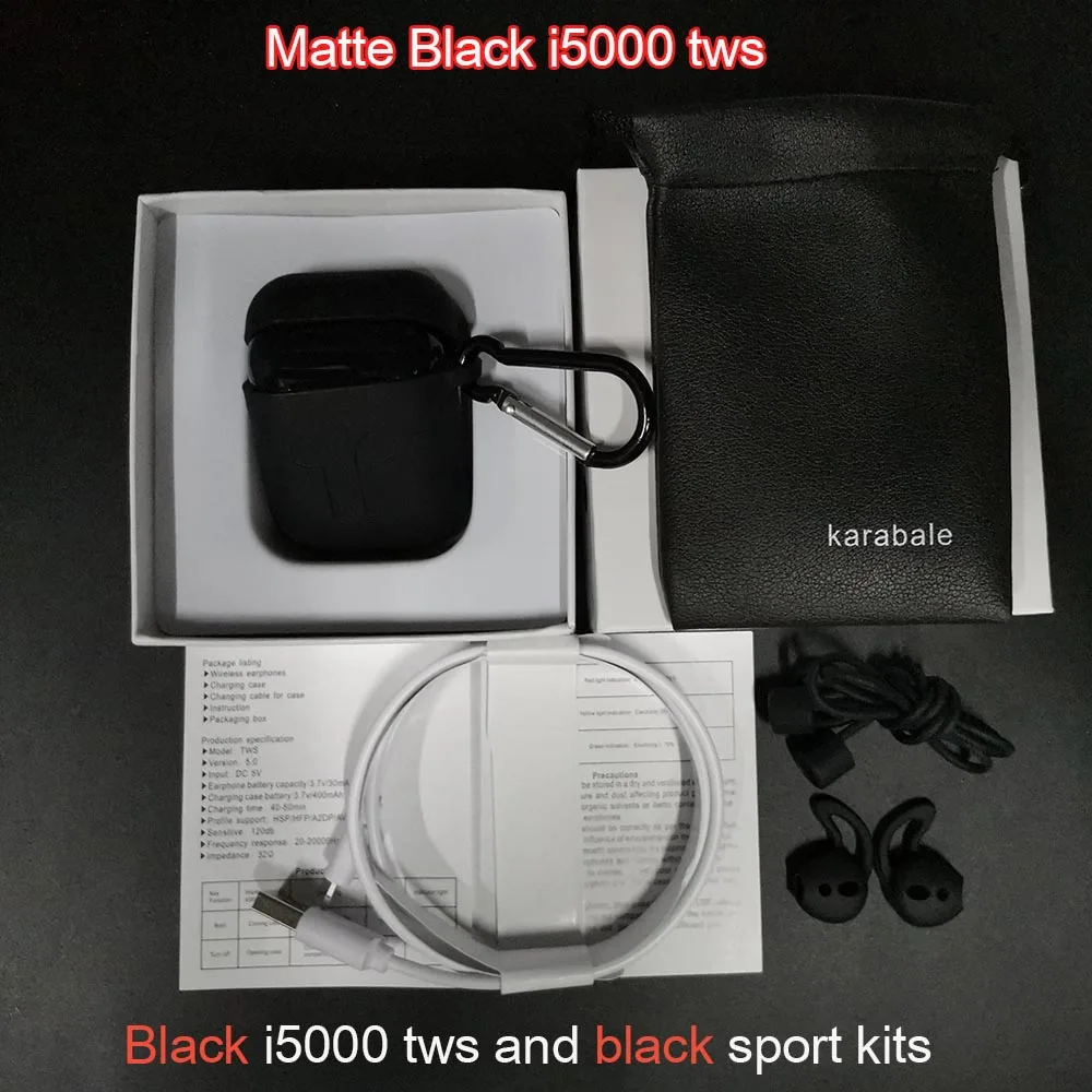 I5000 Tws Air 2 1:1 беспроводной Bluetooth наушники Smart sensor 1536D 8D Super Bass PK H1 чип i30 i200 i500 i9000 TWS - Цвет: Black i5000 Sport