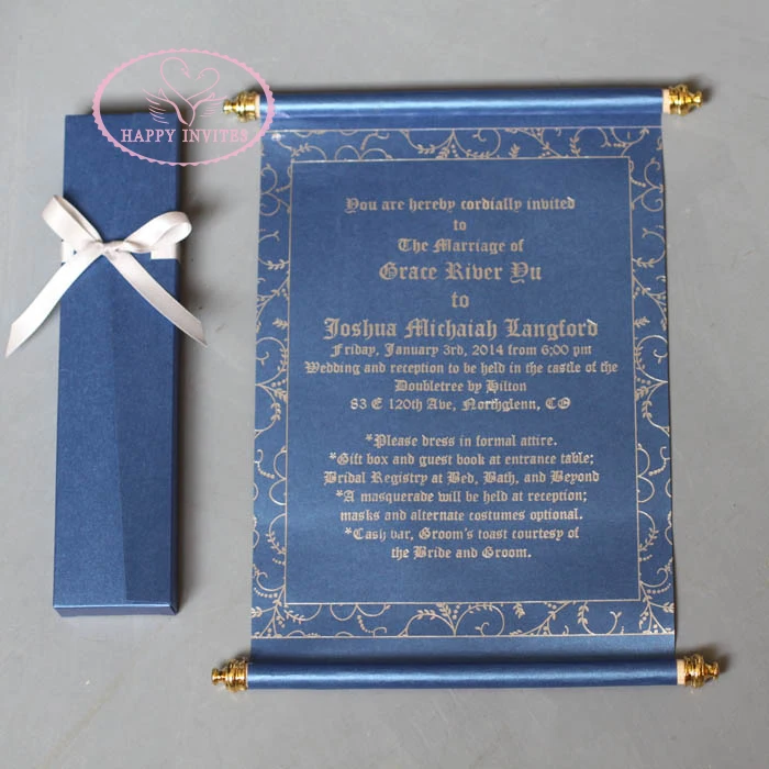 HI2051-18 Customized Royal Scroll Wedding Invitation with Box