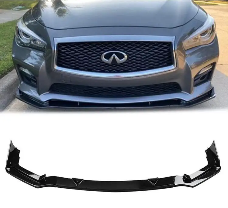 3PCS ABS Paint Carbon Fiber Front Bumper Body kit Lip Splitters Flaps