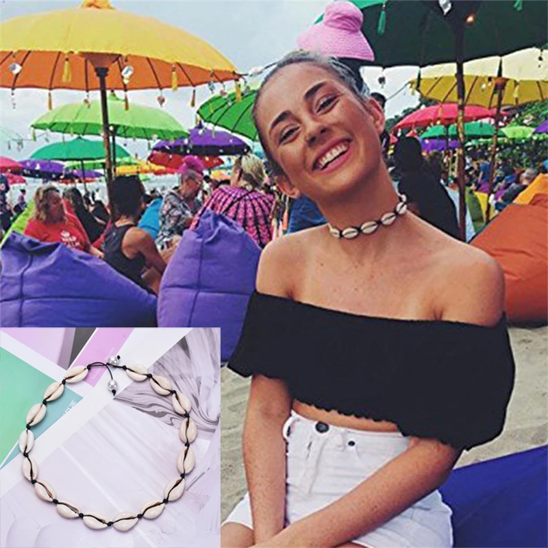 Chandler 2019 Summer Hot Shell Necklace Choker Cowire Sea Charm Chocker Ocean Sea Beach Jewelry Surf Outside Travel Accessory