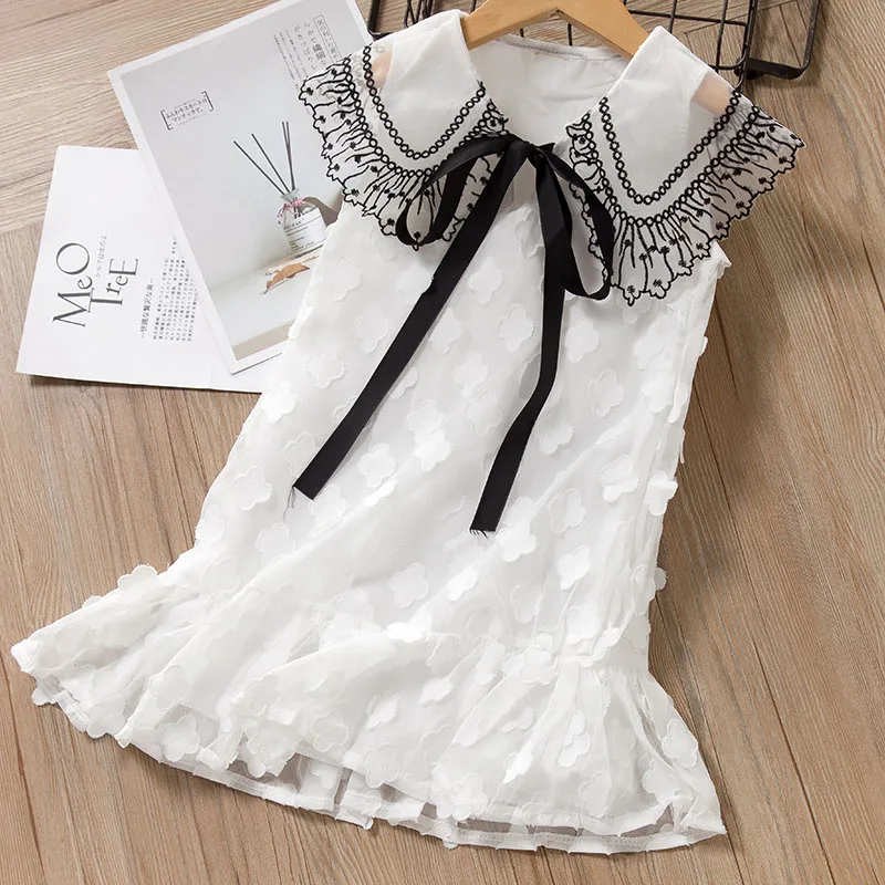 Bear Leader/нарядное платье для девочек; новые летние детские нарядные платья принцессы; милый элегантный костюм в стиле пэчворк; одежда для детей; vestidos - Цвет: AY609 White