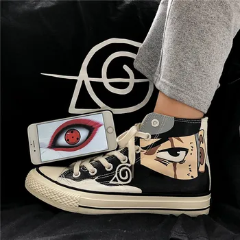 

ADBOOV Anime Characters Canvas Shoes Men Vulcanized Shoes Sasuke Kakashi Cosplay Shoes Students School Shoes