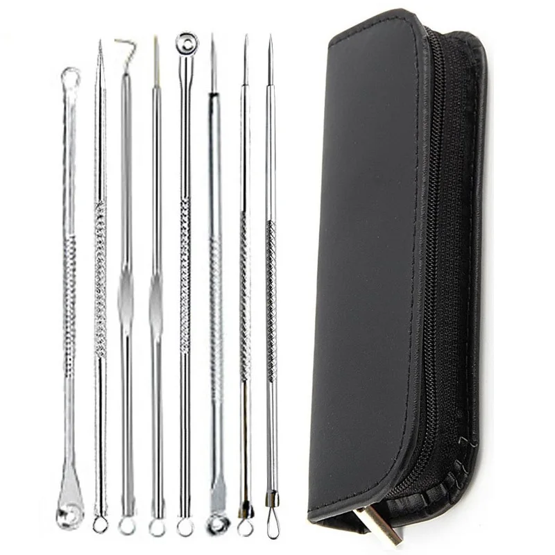 

8Pcs Beauty Set Stainless Steel Blackhead Pimple Remover Tool Kit Needles Acne Remover Deep Pore Cleansing Skin Care Tools LJ57