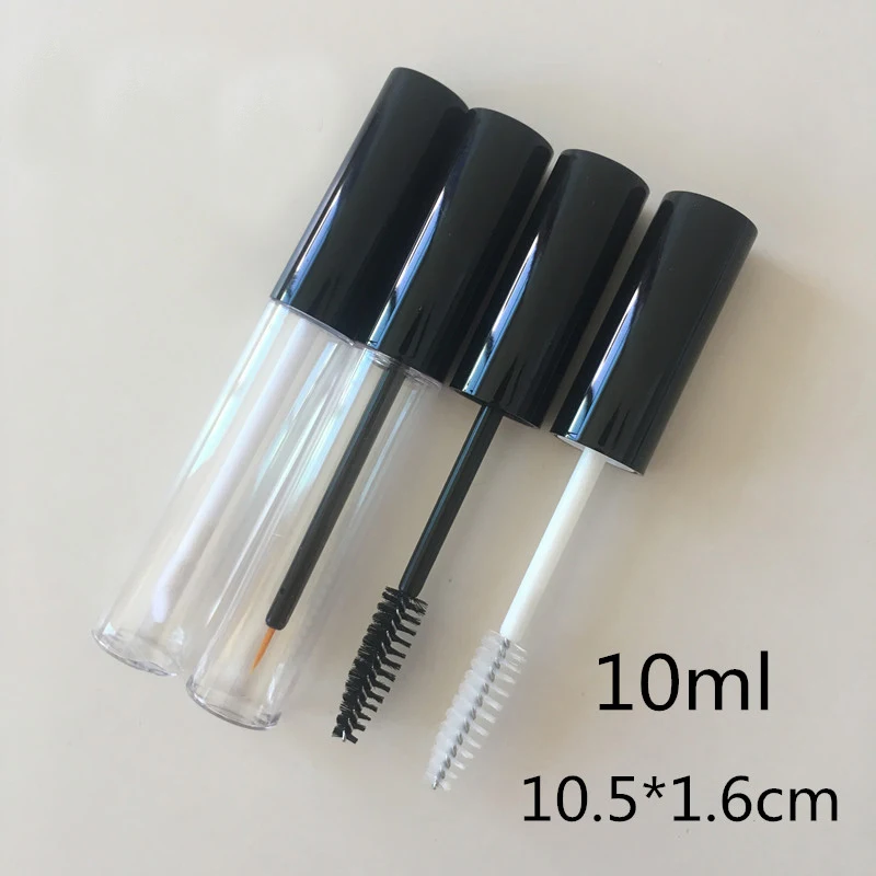 10ml Clear Plastic Mascara Tube Empty Makeup Lip gloss Refillable Bottle Black Lid Eyeliner Package Lipstick 20/100pcs |
