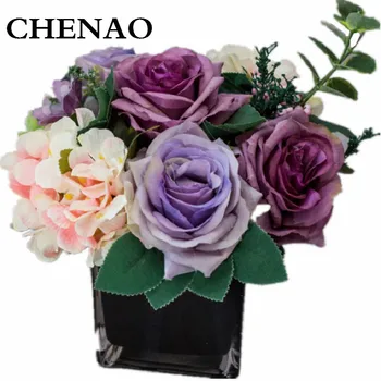 

CHENAO 1 Pieces1 Basin High Quality Artificial Flowers Rose Peony Silk Small Bouquet Party Home Decoration Free Shipping