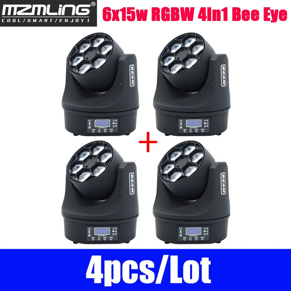 4 шт./лот 6x15 Вт RGBW 4In1 светодиодный мини пчелиный глаз луч света DMX512 Moving головной