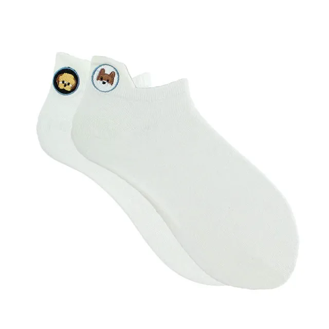 Anewmorn Cute Cat Cotton Boat Socks Woman's Embroidery Heel Ears Cartoon Socks Ins Fashion Kawaii Animal Girl Sokken B05white