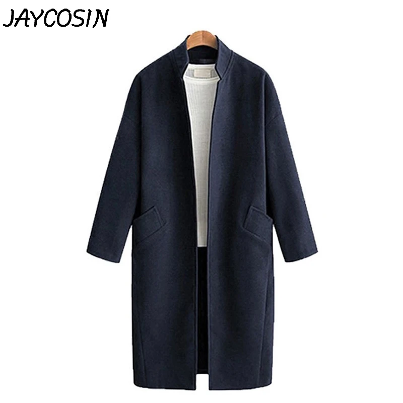 JAYCOSIN Женское шерстяное пальто оверсайз свободные кашемировые куртки однотонное пальто Свободный кардиган верхняя одежда casaco feminino