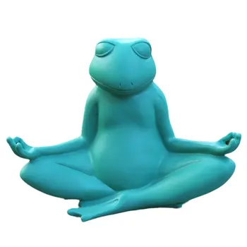 

Meditation Yoga Frog Statue Collectable Indoor/Outdoor Garden Sculpture Home Office Desk Decoration Ornament