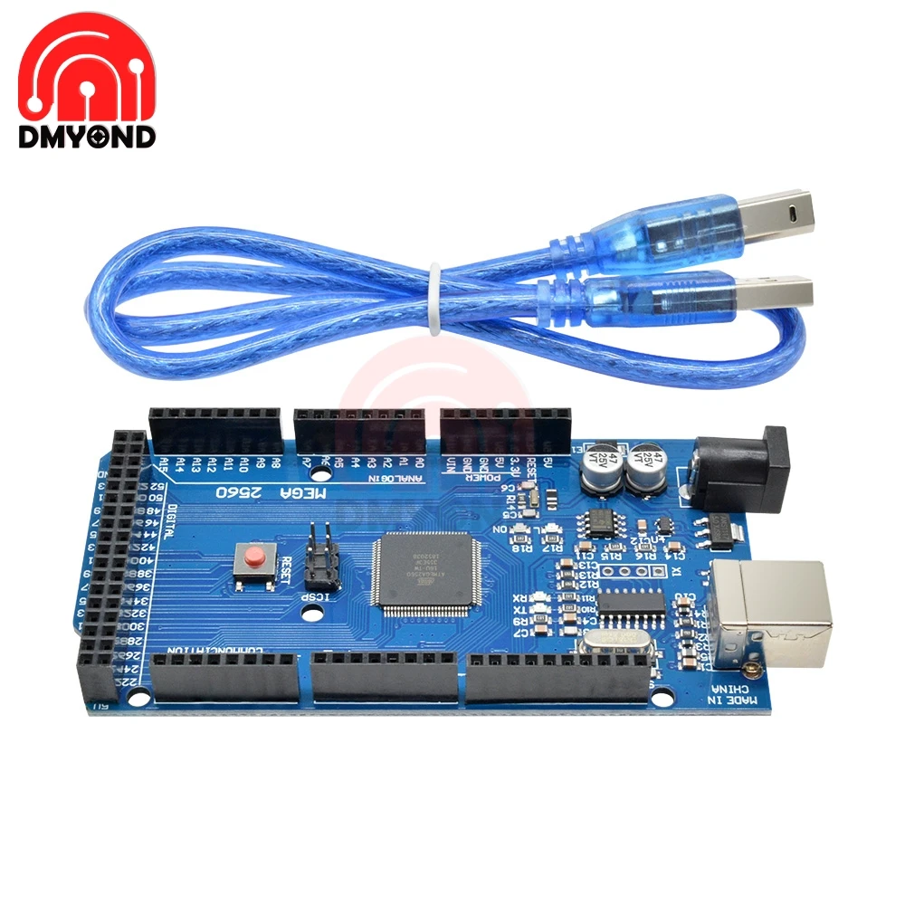 Плата MEGA2560 MEGA 2560 R3 (ATmega2560 16AU CH340G) Pro mini AVR USB макетная плата с кабелем для arduino|Детали