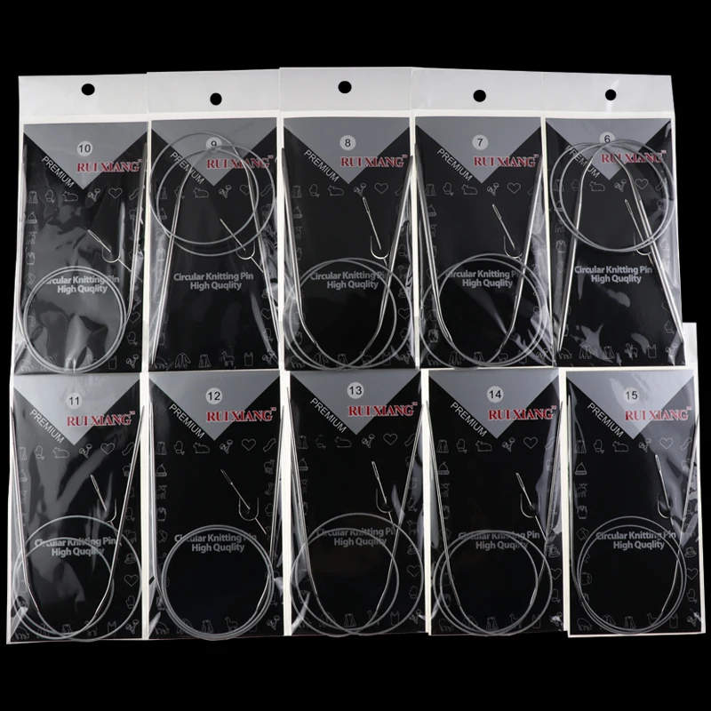 11 Sizes 43/65/80cm Ring knitting Needle Stainless Steel Circular Knitting Needle Set