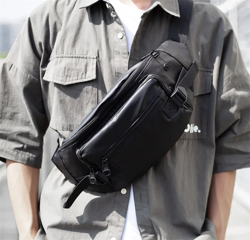 Мужские Черные Водонепроницаемые поясные сумки новая мода портсигар чехол для телефона пояс для денег для путешествий на открытом воздухе поясная сумка - Цвет: Черный