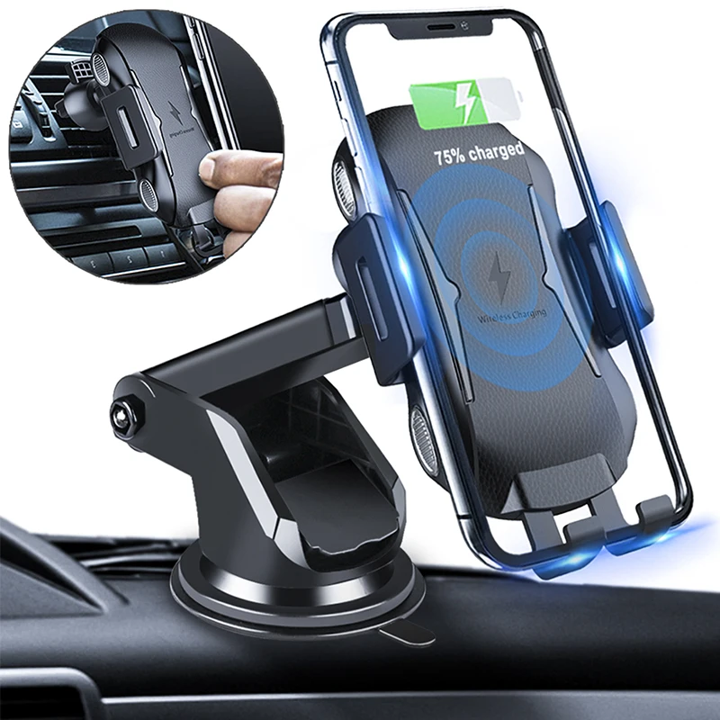 

Q8 Wireless Car Charger 10W/7.5W Qi Fast Charging Car Phone Holder Windshield Dashboard Air Vent Mount for iPhone Samsung