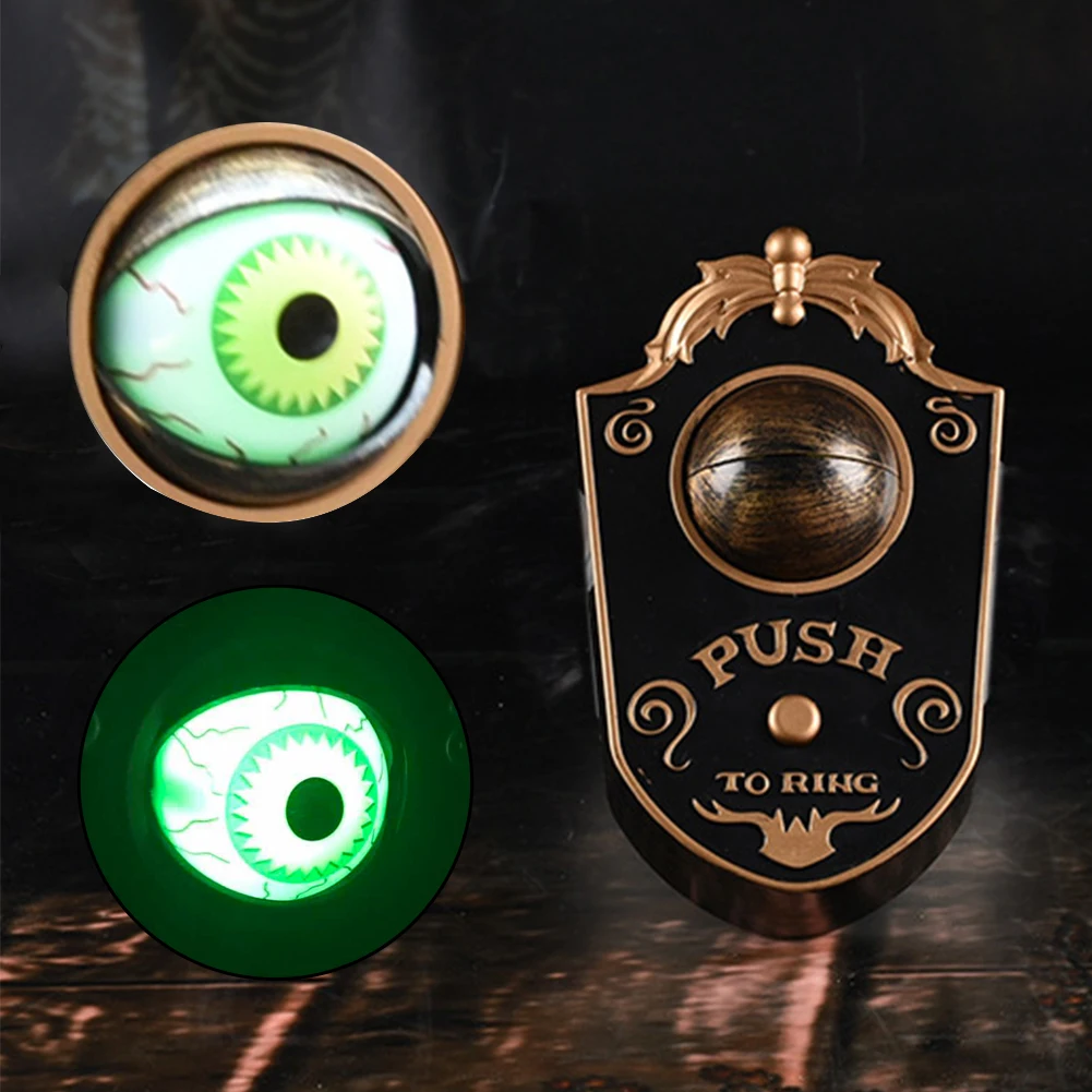 

Scare Voice Electric Toy Party Halloween Haunted House Props Decoration Horror One Eyed Glowing Door Bell Porps Battery Operated