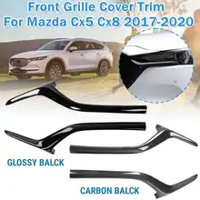 Pair Car Grille Trim Strip For Mazda Cx 5 Cx8 2017 2021 Front Bumper Racing Grills Cover Trim Accessories Glossy Black /Carbon