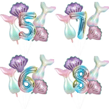 

Mermaid Aluminum Balloons Little Mermaid Birthday Party Decoration Birthday Party supplies Gradient Number Balloon Decoration
