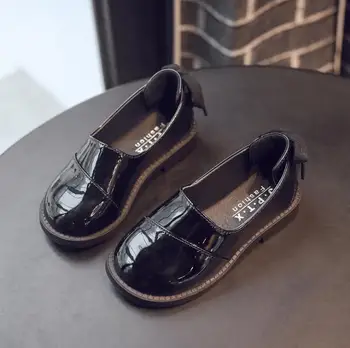 

Large Size 26-36 Children's Single Shoes Girls Low-heeled Square Bow Princess Dance Shoes Patent Student Performance Shoes