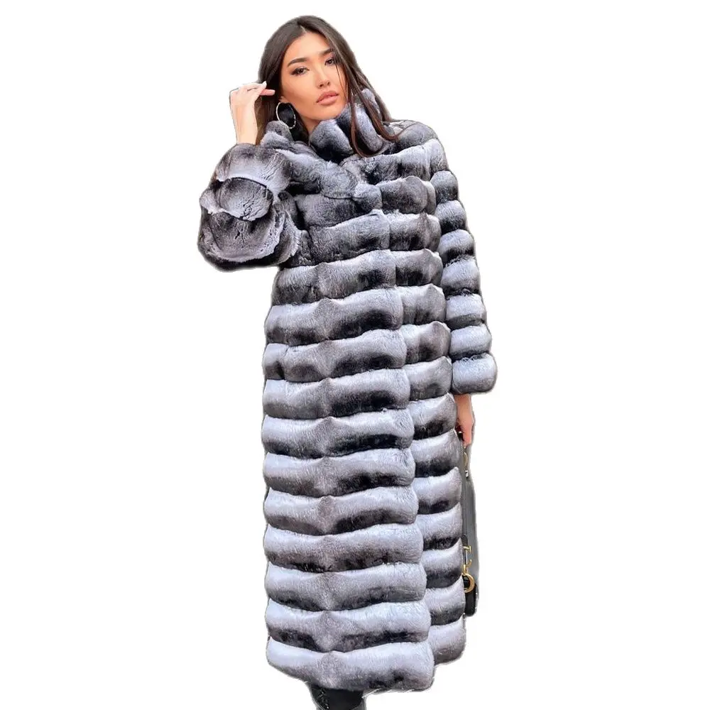Winter New Real Fur Coat Women 2021 High Quality Women Full Pelt Genuine Rex Rabbit Fur Coat Lapel Collar Thick Warm Fur Outwear