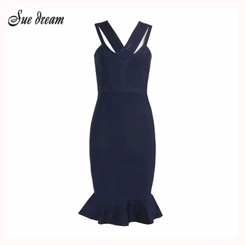 

2020 Summer New Women'S Dress Sleeveless V-Neck Bandage Dress Sexy Bodycon Celebrity Party Mermaid Dress Vestidos