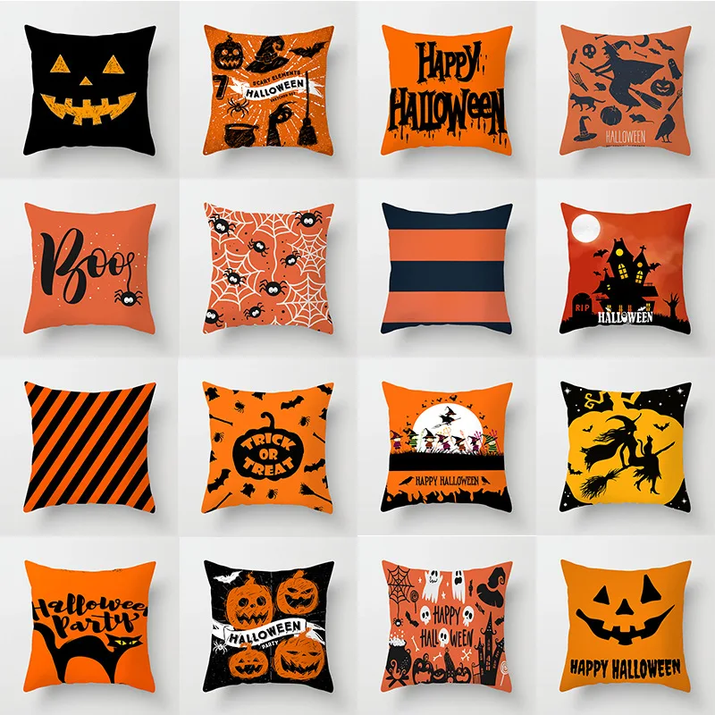Fall Halloween Pumpkin Cushion Cover 18x18 Inches Trick or Treat