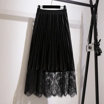 

2020 Summer New Style Large Size Dress Fat Mm300 Jin Lace Gauze Skirt Mid-length Pleated Skirt 61343