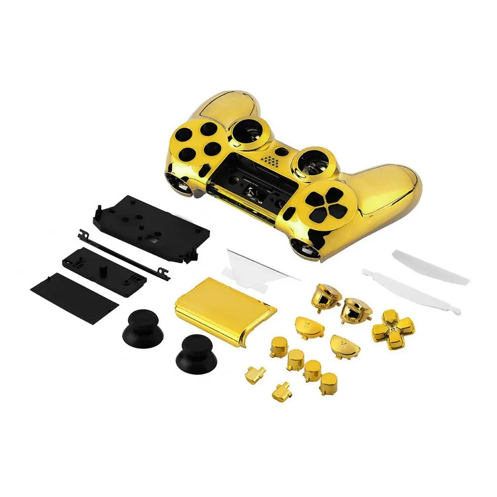 

Chrome Golden Housing Shell Parts Kit Replacement for PlayStation4 Controller