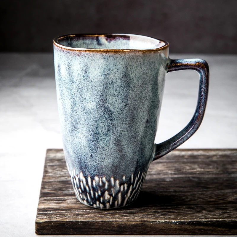 European retro ceramic cup large capacity simple hand drawn coffee Nordic style Mug environmental friendly | Дом и сад