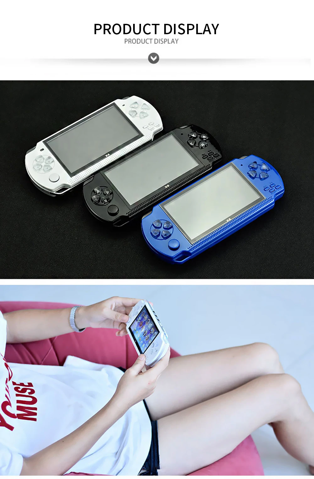 Видео игровая консоль X6 плеер для psp игры ручной Ретро игры 4,3 дюймов экран Mp4 плеер Игры Поддержка камеры/видео/электронной книги