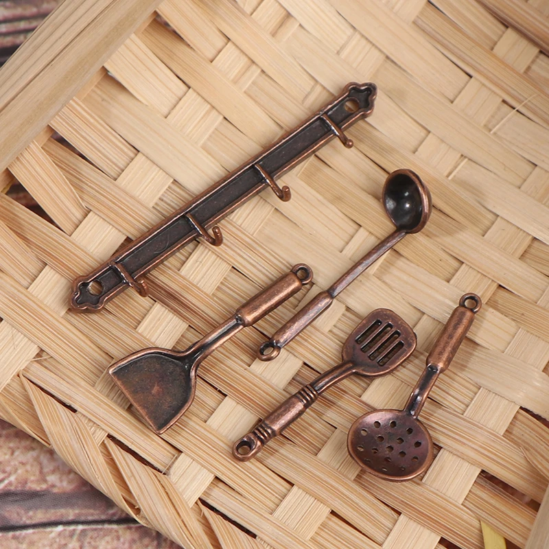 1/12 Dollhouse Miniature Accessories Mini Shovel Soup Spoon Storage Holder Simulation Furniture Kitchen Utensils For Decoration 4