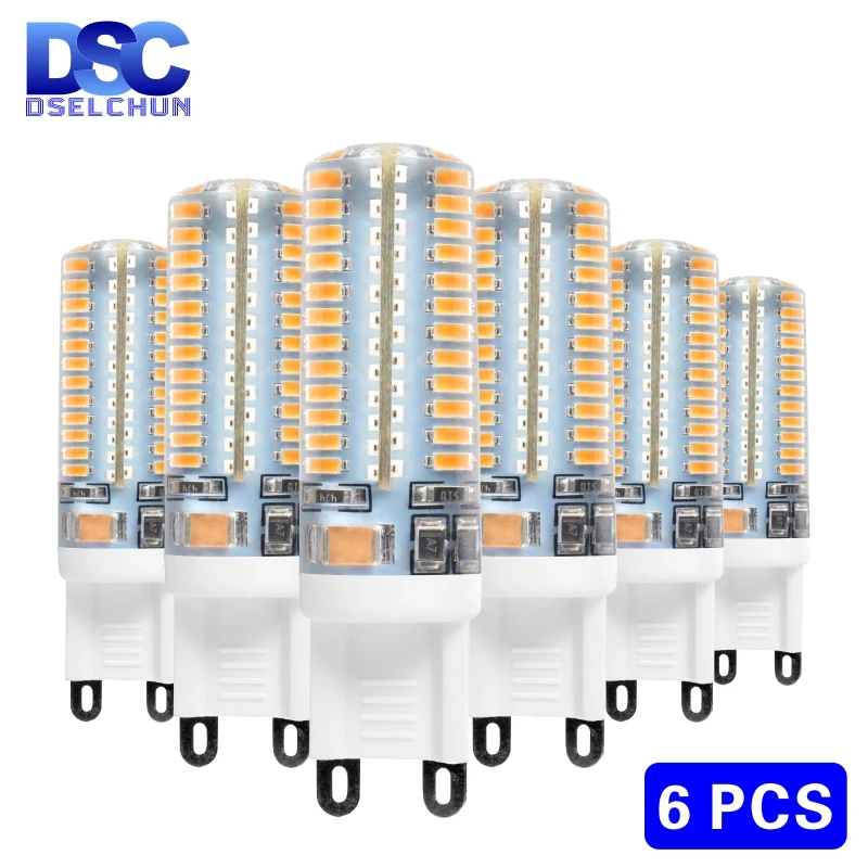 6 шт./лот G9 светодиодные лампы 3W 4W 5W 6W 220V 240V LED SMD 2835 3014 свет заменить 30 Вт/60 Вт