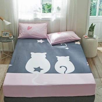 

Slowdream 1piece Fitted Sheet Couple Mattress Cover Elastic Band Rubber Sheet Bed Linen 100% Cotton Bedclothes Decoration Home