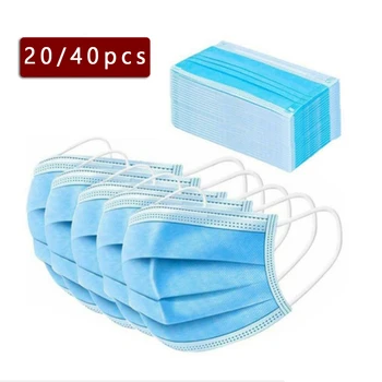 

20/40pcs Anti-Dust Safe Breathable Three-Layer Non-Woven Mouth Mask Disposable Adult Face Masks Filter