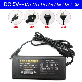 

DC 5V Led Power Adapter AC100-240V led Light power Supply 1A 2A 3A 5A 6A 8A 10A LED Strip Transformer with plug