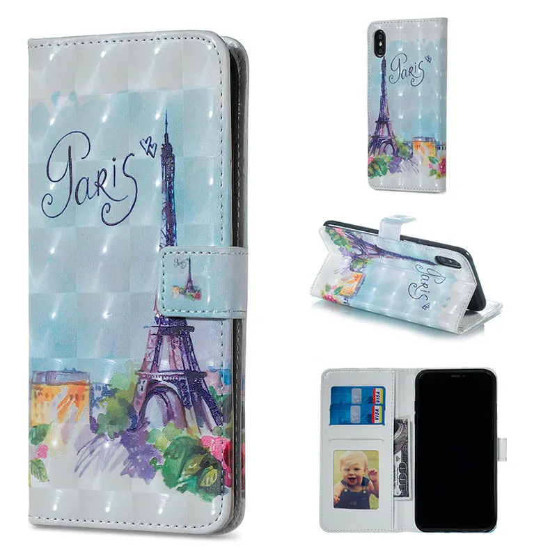 Кожаный бумажник чехол для телефона для samsung Galaxy S6 S7 Edge S8 S9 Plus S9+ S8+ G9650 G9600 цветочный флип-чехол для iPhone 11 8 7 чехол s - Цвет: Tower