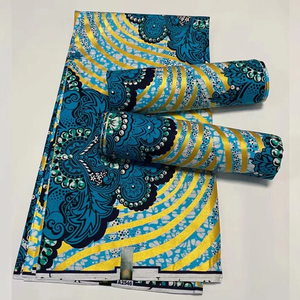 Hot Selling Bronzing Ankara Fabric African Wax Print Gold Printing
