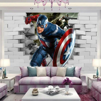 

Milofi custom 3D wallpaper mural 3D Captain America Avengers photo wallpaper children's room decoration bedroom background wall