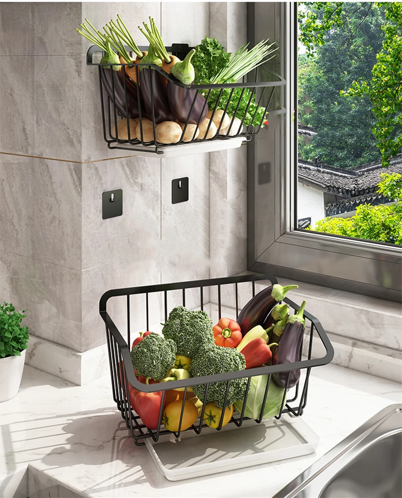 cesta armazenamento spice rack frutas legumes escorredor