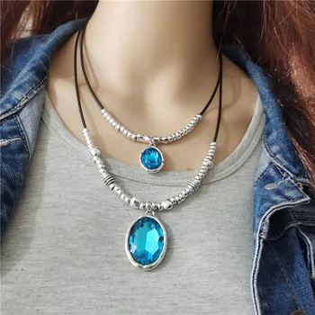 

Anslow Fashion Jewelry Design Vintage Long Sweater Chain Crystal Leather Necklace For Women Female Mothers' Day Gift LOW0035AN